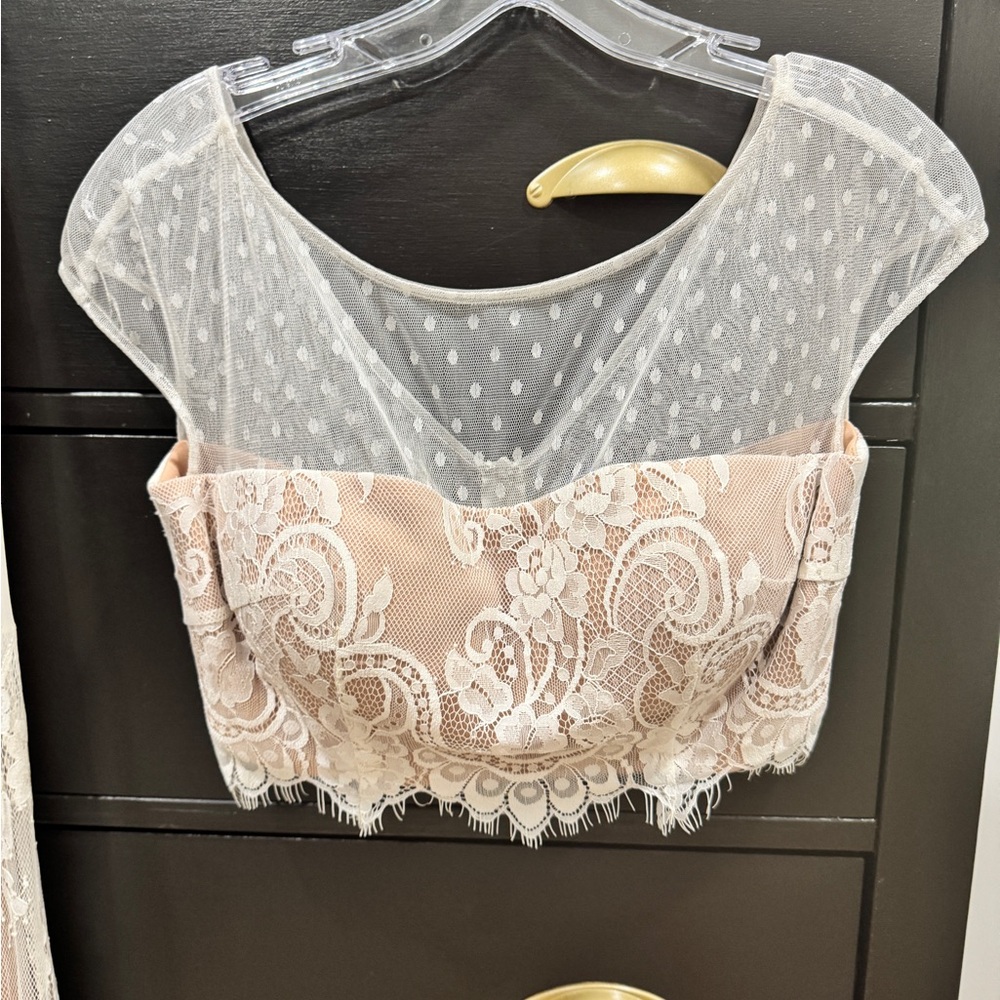 Sherri Hill Blush Pink Lace Two-Piece Set - Picture 2 of 6
